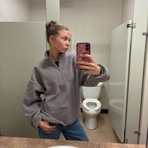 TNA Cozy Quarter-Zip Pullover in Beige